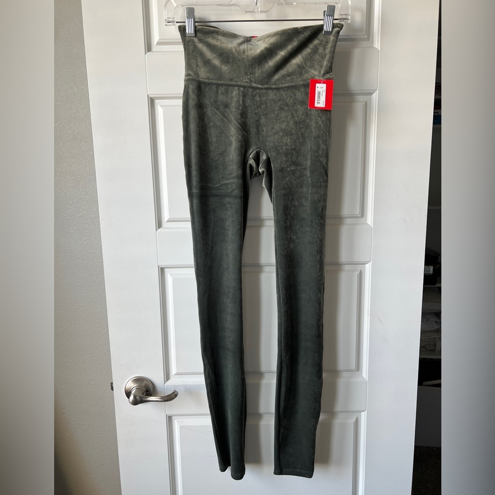 Spanx velvet leggings dark palm